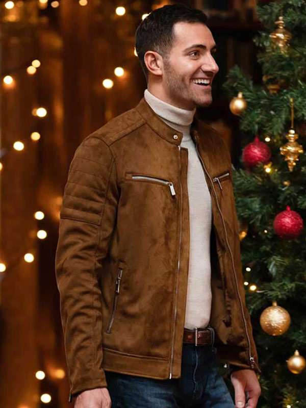 12 Dates of Christmas Garrett Marcantel Brown Suede Leather Jacket