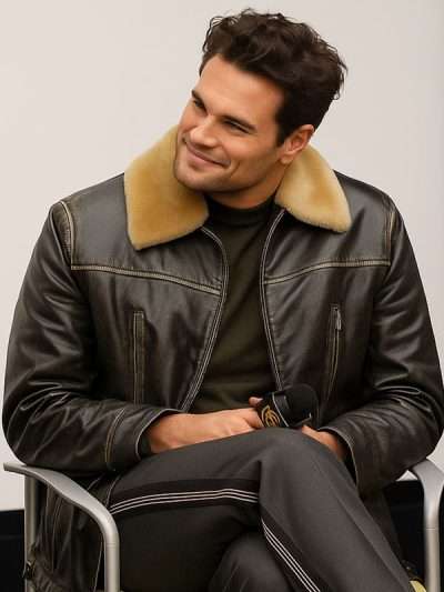 Tom Bateman Hedda BAFTA Shearling Leather Jacket