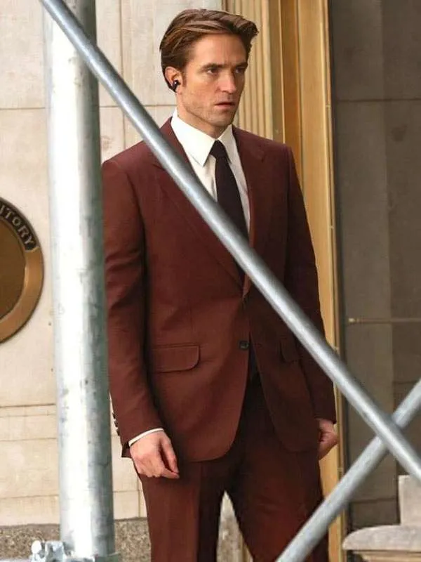 Here Comes the Flood Robert Pattinson Maroon Blazer