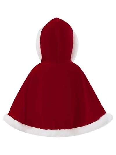 Christmas Red Velvet Hooded Santa Cape for Adults
