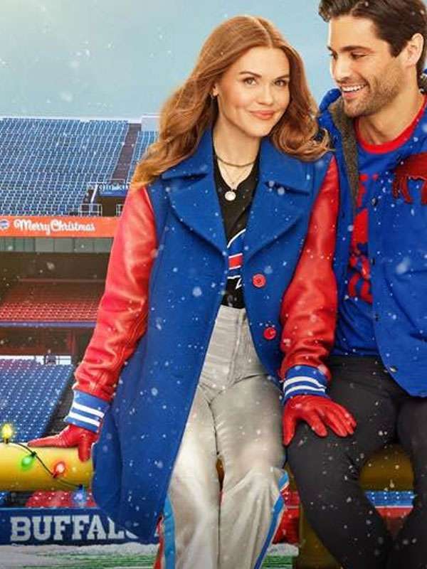 Holland Roden Holiday Touchdown A Bills Love Story 2025 Blue and Red Trench Coat