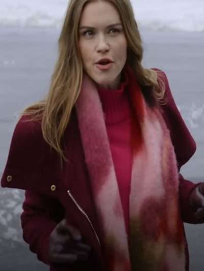 A Bills Love Story 2025 Holland Roden Maroon Wool Coat
