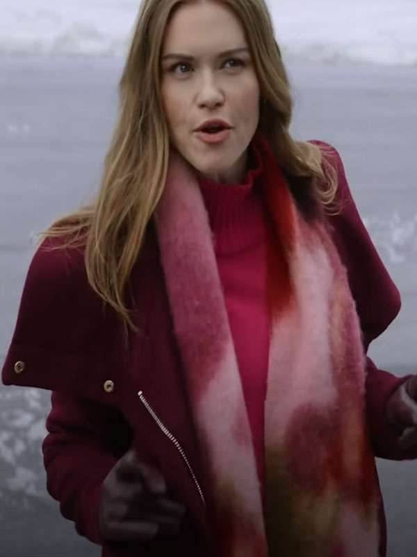 A Bills Love Story 2025 Holland Roden Maroon Wool Coat