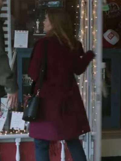 A Bills Love Story 2025 Holland Roden Maroon Wool Coat