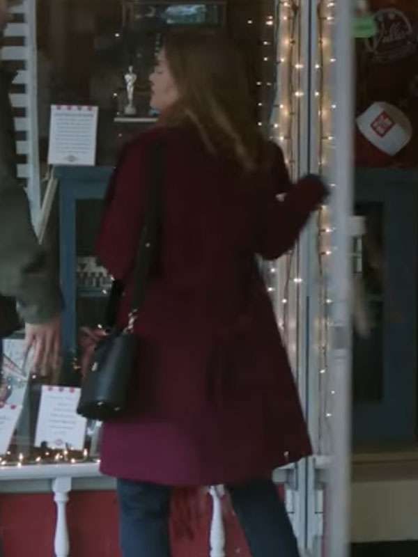 A Bills Love Story 2025 Holland Roden Maroon Wool Coat