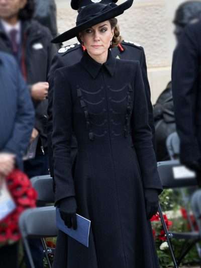Remembrance Day 2025 Princess Of Wales Kate Middleton Black Wool Coat