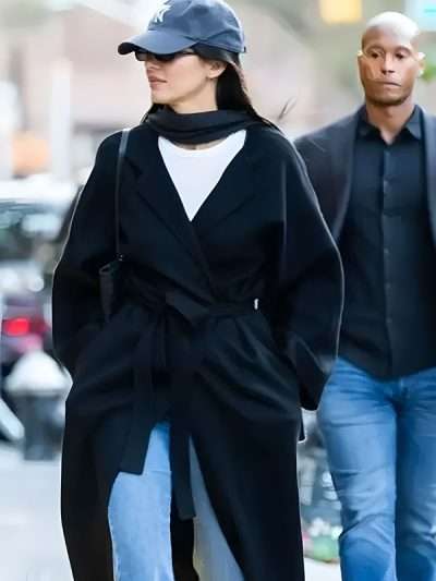 Kendall Jenner NYC SoHo 2025 Black Wool Trench Coat