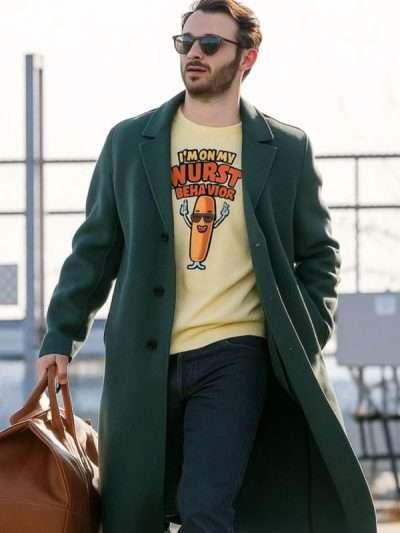 A Very Jonas Christmas Movie 2025 Kevin Jonas Green Wool Coat