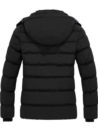 Lightweight Black Puffer Jacket with Hood for Women