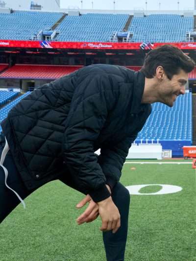 Matthew Daddario A Bills Love Story Black Quilted Bomber Jacket