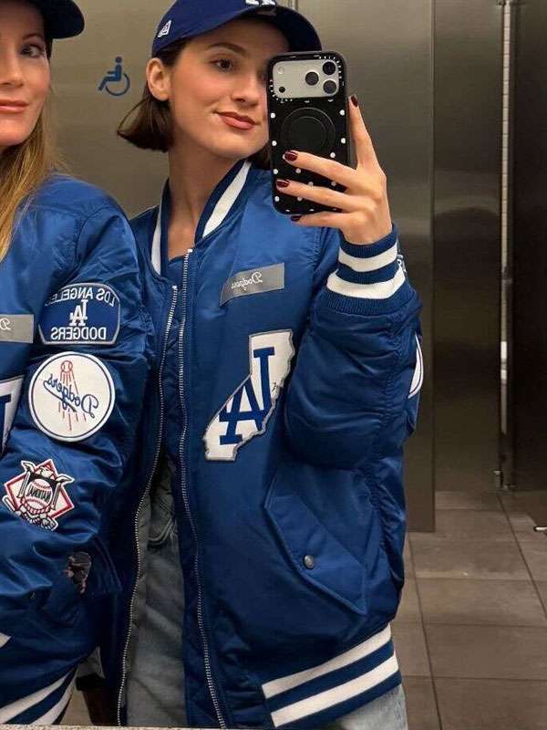 Maude Apatow MLB World Series LA Dodgers Blue Jacket