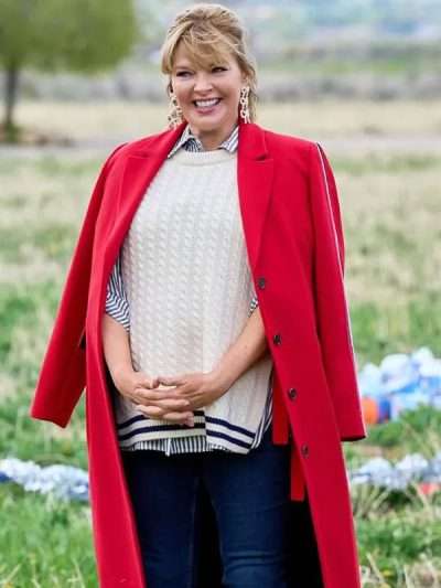 Finding Mr. Christmas 2025 Melissa Peterman Red Long Coat