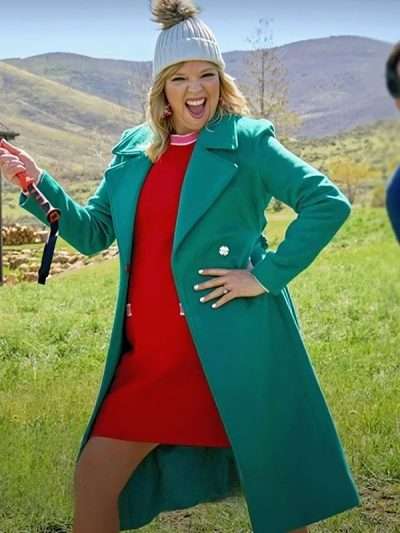 Finding Mr. Christmas 2025 Melissa Peterman Green Wool Coat