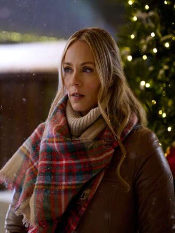 Melt My Heart This Christmas 2025 Laura Vandervoort Brown Leather Trench Coat
