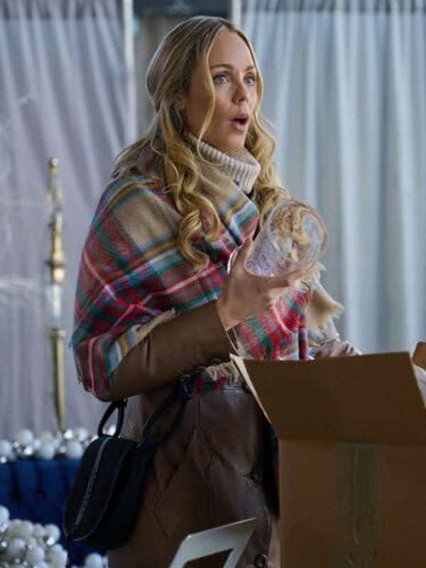 Melt My Heart This Christmas 2025 Laura Vandervoort Brown Leather Coat