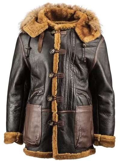 Men Brown B7 Shearling Leather Jacket