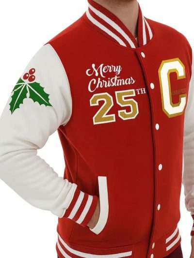Merry Christmas Varsity White & Red Jacket