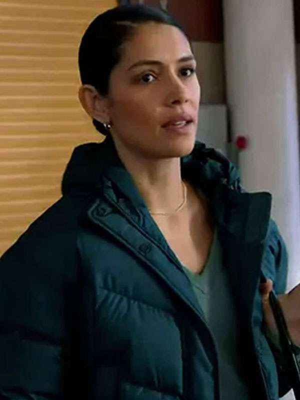 Miranda Rae Mayo Chicago Fire S13 Green Puffer Jacket