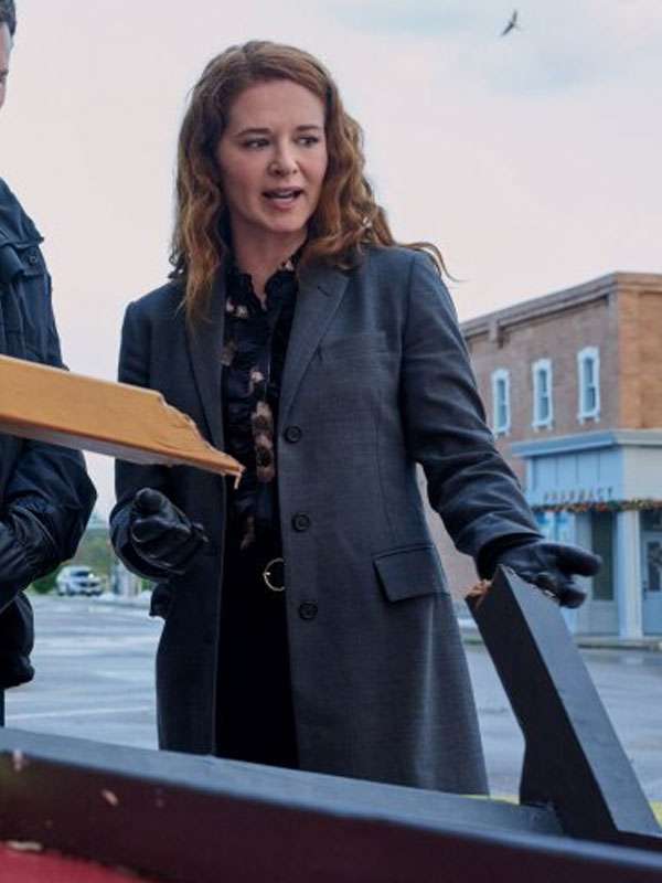 Sarah Drew Mistletoe Murders Grey Trench Coat