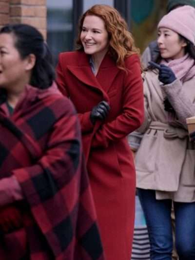 Sarah Drew Mistletoe Murders Red Wool Coat