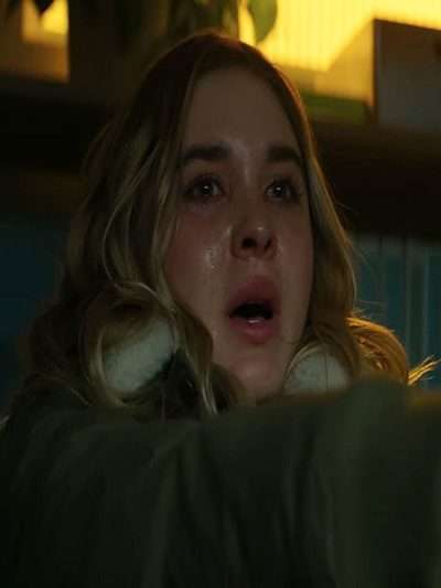 Movie Scream 7 Isabel May Green Bomber Fur Jacket