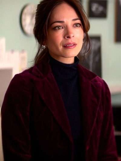 Murder in a Small Town S02 Cassandra Lee Maroon Velvet Blazer