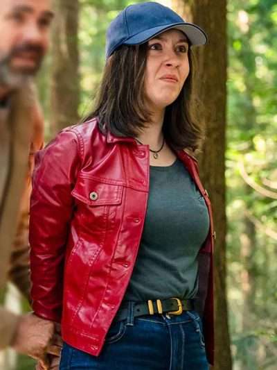 Murder in a Small Town 2025 Meredith Falconer Red Leather Jacket