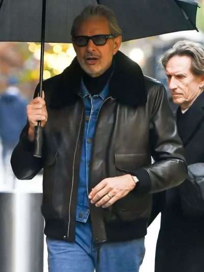 NYC 2025 Jeff Goldblum Aviator Leather Jacket