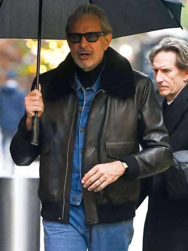 NYC 2025 Jeff Goldblum Aviator Leather Jacket