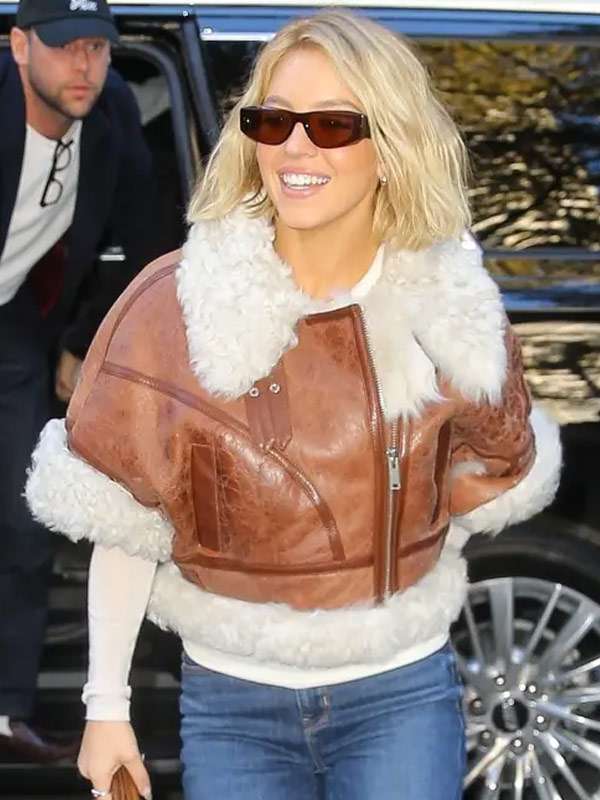 New York City 2025 Sydney Sweeney Brown Cropped Jacket
