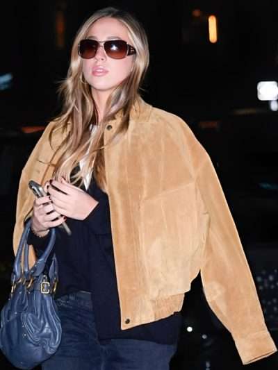 Tate McRae Brown Suede Leather Jacket