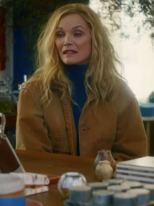 Oh What Fun 2025 Michelle Pfeiffer Brown Cotton Jacket