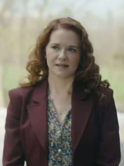 Mistletoe Murders S02 Sarah Drew Maroon Trench Coat
