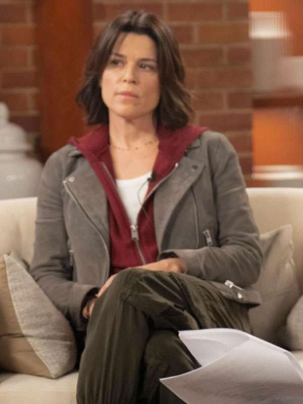 Scream 7 Neve Campbell Grey Leather Jacket
