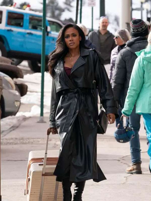 Shannon Thornton Tyler Perry's Finding Joy Black Leather Coat