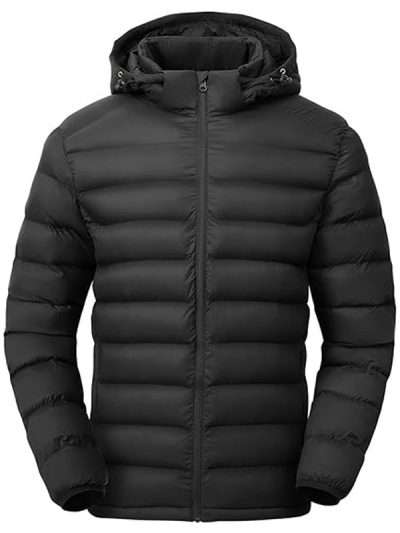 Winter Lightweight Black Puffer Hooded Jacket