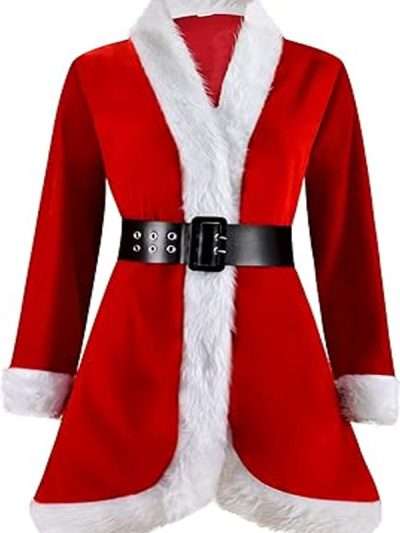 Women Red Santa Costume Coat for Christmas Party