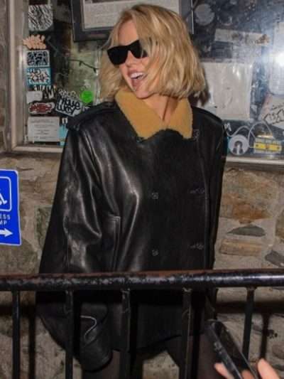 New York City Sydney Sweeney Black Shearling Jacket