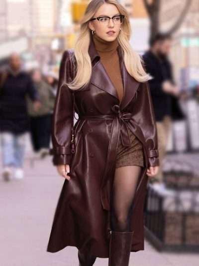 Sydney Sweeney Maroon Coat