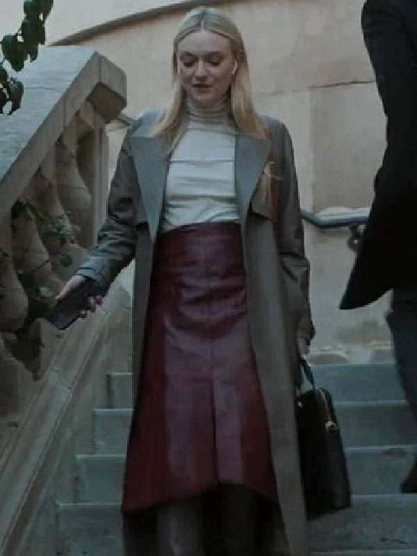 TV Series All Her Fault Dakota Fanning Brown Leather Trench Coat