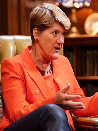 The Celebrity Traitors 2025 Clare Balding Orange Blazer