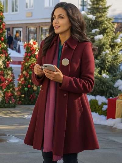 The Christmas Ring 2020 Kendra Adams Maroon Coat