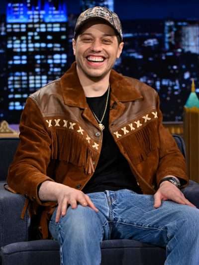 The Tonight Show Pete Davidson Brown Fringe Jacket