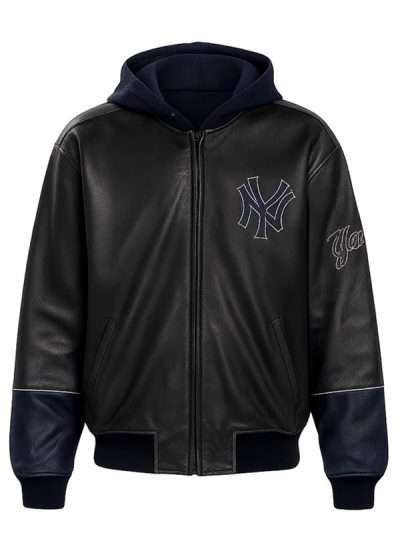 Timothee Chalamet Yankees Game 2025 Black Bomber Jacket