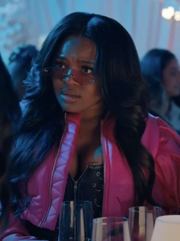 Tyler Perry's Finding Joy 2025 Inayah Pink Satin Cropped Jacket