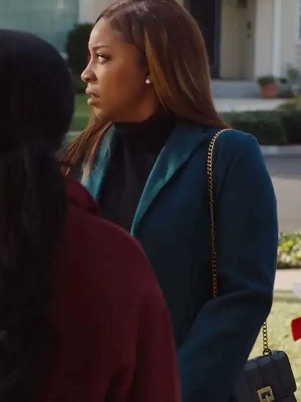 Unexpected Christmas Reagan Gomez-Preston Blue Wool Coat