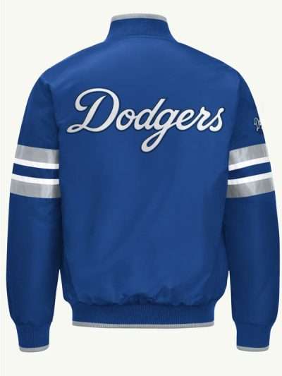 Unisex LA Dodgers Shiny Blue Satin Bomber Jacket