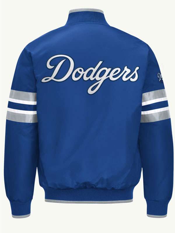 Unisex LA Dodgers Shiny Blue Satin Bomber Jacket