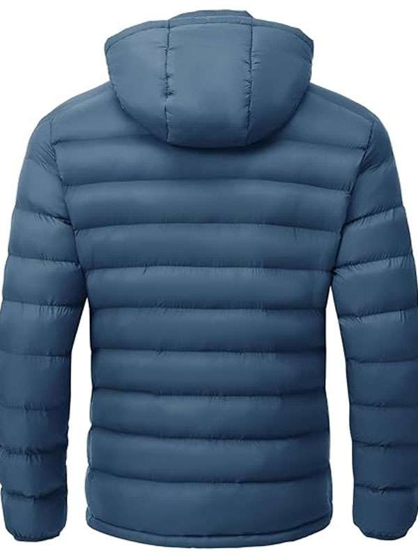 Water Resistant Blue Hooded Puffer Jacket