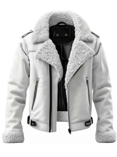 White Shearling Aviator Jacket
